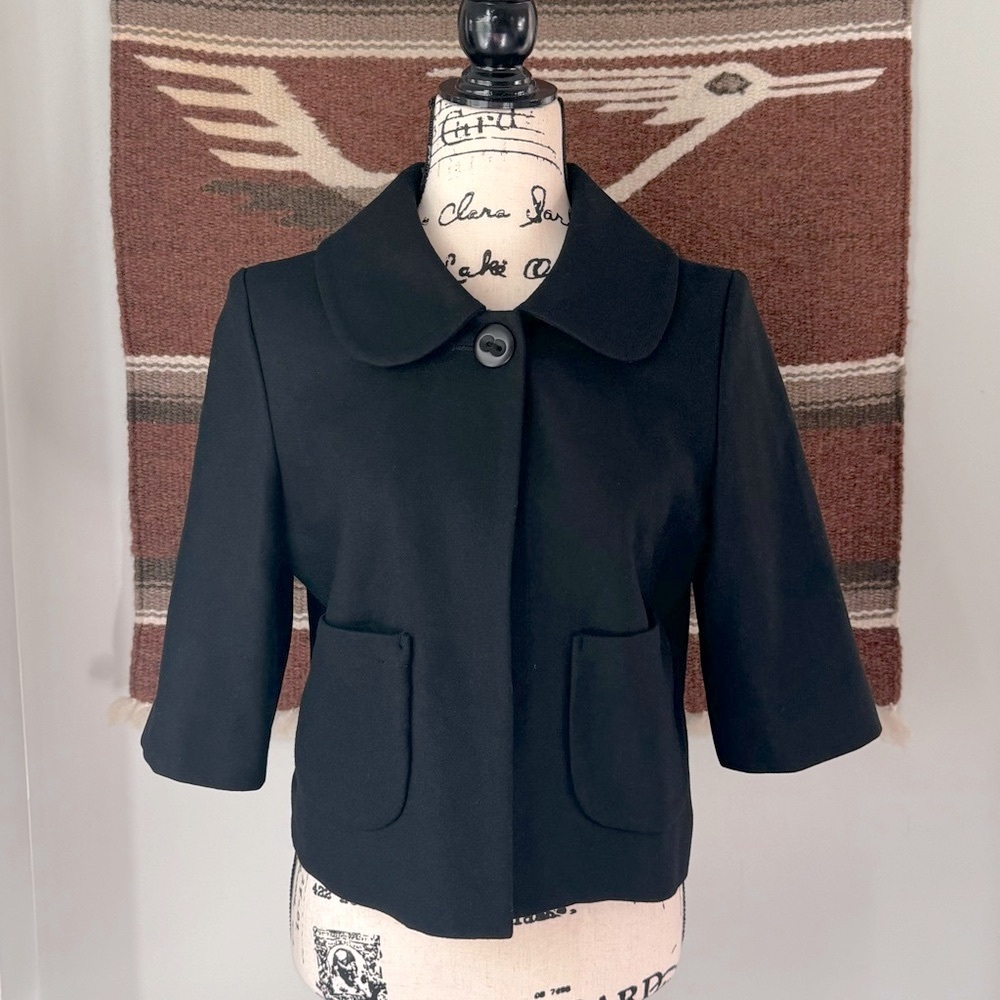 Anthropologie Tulle Wool Blend Cropped Swing Jacket
